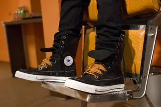 I Love My Kicks - Ray Ray shows off his fresh kicks backstage at BET's 106 and Park (Photo: John Ricard/BET)