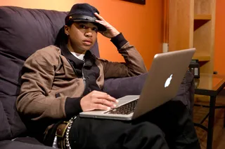 In Deep Thought - Royal Royal surfing BET.com backstage at BET's 106 and Park (Photo: John Ricard/BET)