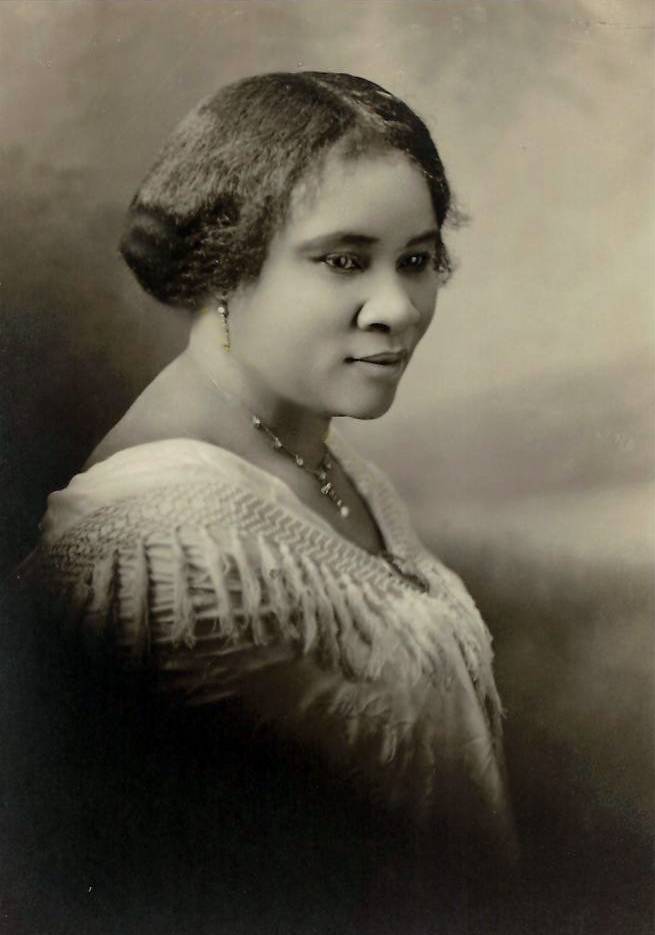 Madam CJ Walker - Madam CJ Walker, the first self-made female millionaire, started with a hair care and cosmetics line in the 1900s. She then went on to open salons and a training school. (Photo: Public Domain)