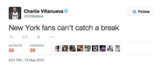 Charlie Villanueva @CVBelieve - This has been the story of New York Knicks' fans' lives for over four decades now. Sheesh!(Photo: Charlie Villanueva via Twitter)