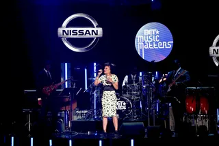 What 'A' Day  - In her first BET Awards performance Music Matters artist Andra Day helps take us to commercial breaks throughout the show.&nbsp;(Photo: Mark Davis/BET/Getty Images for BET)