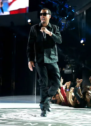 Let's Get Current  - French Montana brings the new school swag to the on-stage Bad Boy reunion during the 2015 BET Awards. (Photo: Christopher Polk/BET/Getty Images for BET)