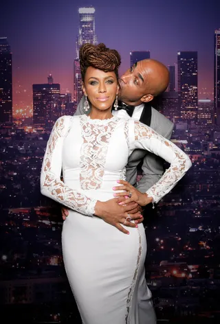 Nicole Ari Parker and Boris Kodjoe - The power couple proudly showcases their affection before entering the stage for the Shine a Light award.  (Photo: BET)