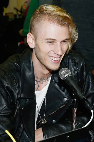 A Little More  - Rapper Machine Gun Kelly is all jokes in the Radio Broadcast Center. (Photo: Rich Polk/BET/Getty Images for BET)