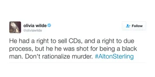 Olivia Wilde - Murdered for the color of his skin.(Photo: Olivia Wilde via Twitter)