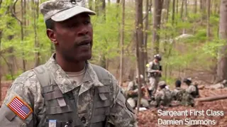 Words of Inspiration - Sergeant First Class Damien Simmons describes the cadets as the "future leaders of tomorrow."  (Photo: BET)