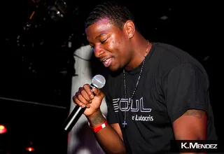 Spinning Lyrics on the Mic - Rapper 360 flexes his skills on stage.(Photo: K. Mendez / BET)