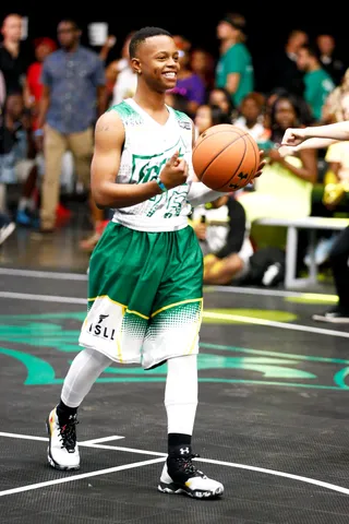 Silento Guards the Ball&nbsp; - Recording artist Silento guards the ball as he dribbles down the court.(Photo: Rich Polk/BET/Getty Images for BET)&nbsp;