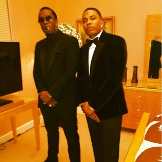Diddy and Nelly  - The rap icons keep it classy in coordinating black tuxes before tearing up the town together.  (Photo: Diddy via Instagram)