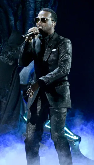 Get Trippy Wit It - The pop princess was joined by Juicy J for the second half of her performance.   (Photo: Kevork Djansezian/Getty Images)