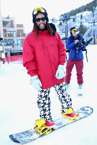 Lil Jon - Whaaat? Okaaay! We can’t help but love the Atlanta rapper’s knack for bold colors and prints while hitting the slopes. (Photo: Imeh Akpanudosen/Getty Images for Best Events)