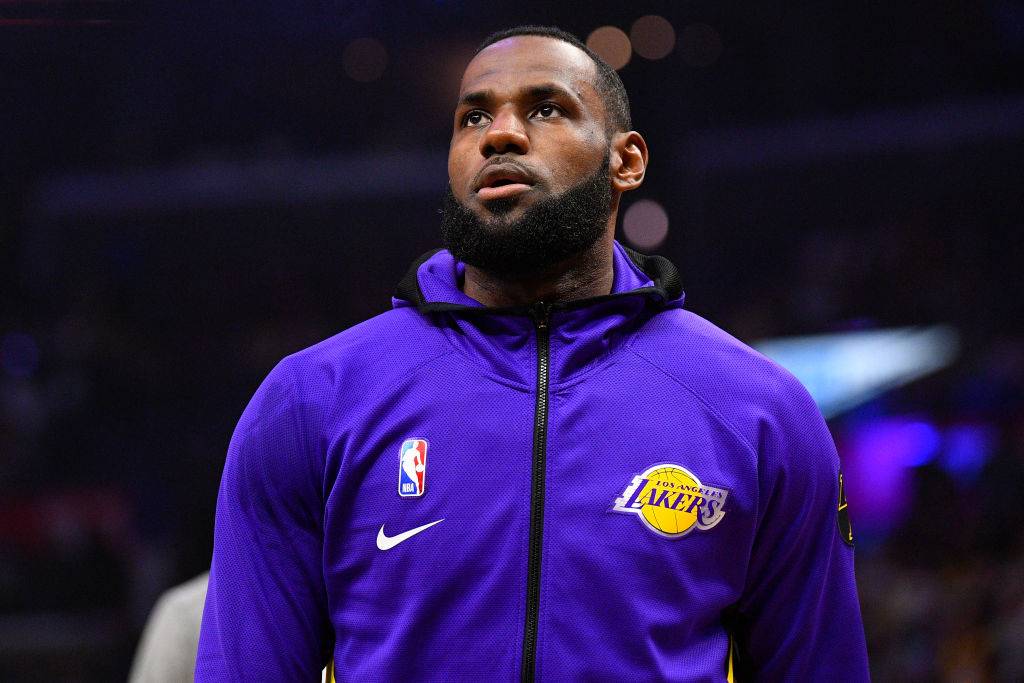 LOS ANGELES, CA - MARCH 08: Los Angeles Lakers Forward LeBron James (23) looks on before a NBA game between the Los Angeles Lakers and the Los Angeles Clippers on March 8, 2020 at STAPLES Center in Los Angeles, CA. (Photo by Brian Rothmuller/Icon Sportswire via Getty Images)