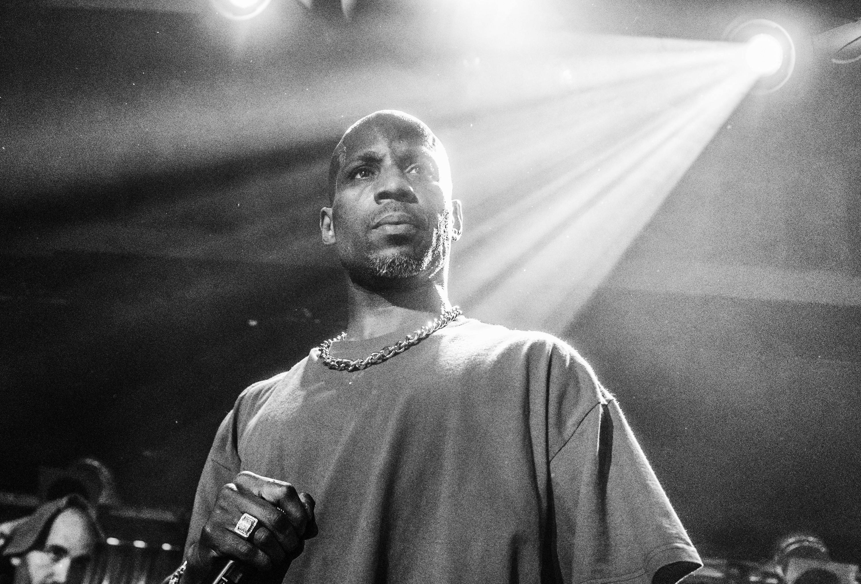 NEW YORK, NEW YORK - MARCH 27:  (EDITORS NOTE: Image has been converted to black and white.) Rapper DMX performs in concert at B.B. King Blues Club & Grill on March 27, 2016 in New York City.  (Photo by Noam Galai/Getty Images)