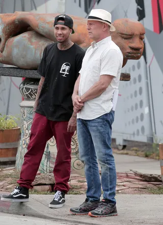 Set Life - Tyga films a scene in Los Angeles with Bruce Willis in the new movie Going Under.(Photo: KVS/Gaz Shirley, PacificCoastNews)