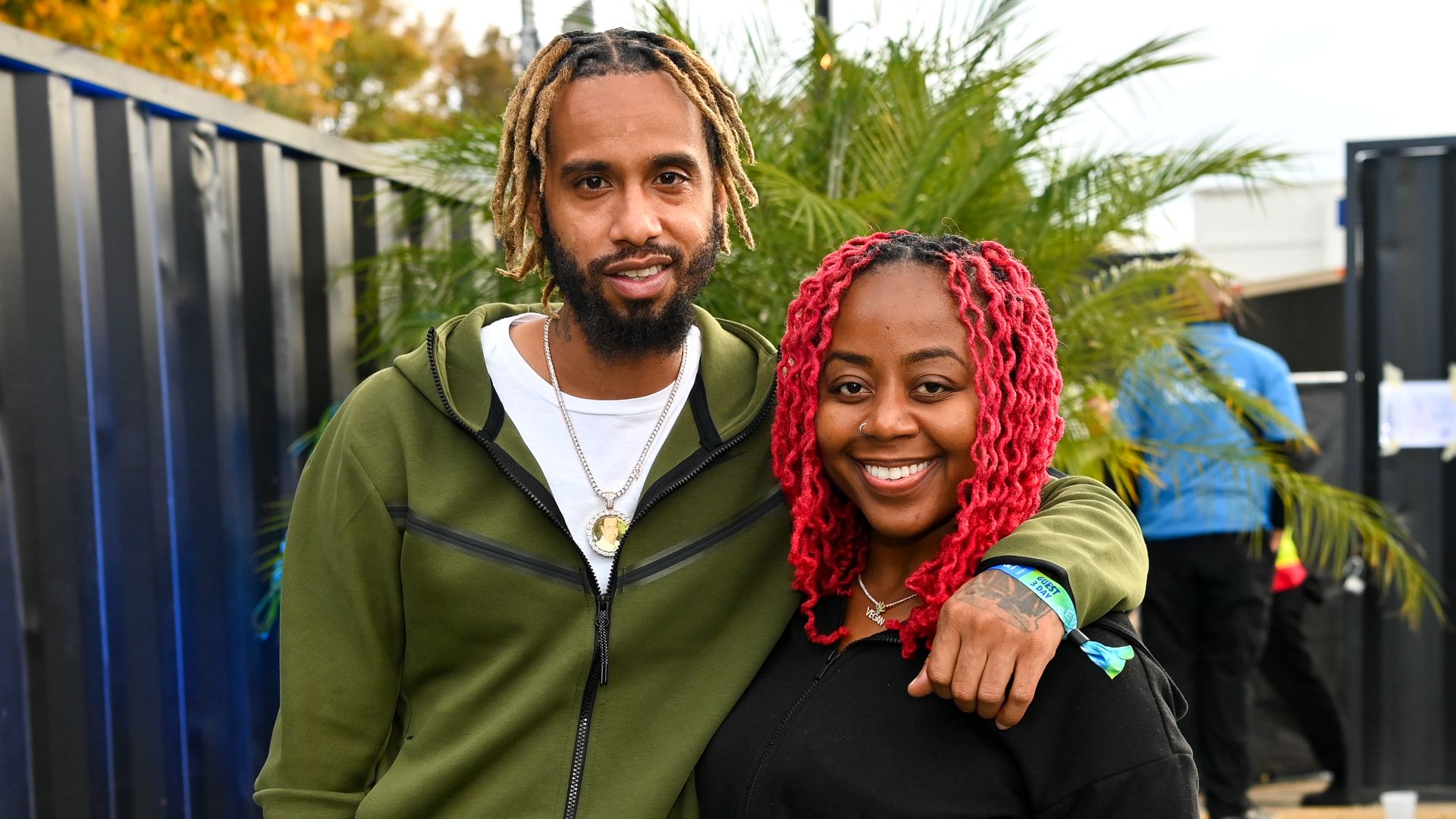 Derrick Hayes and Pinky Cole attend 2021 Revolt Summit at 787 Windsor on November 11, 2021 in Atlanta, Georgia.