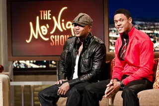 Game Face - Hosea Chanchez and Pooch Hall smile to the audience.(Photo: Darnell Williams/BET)