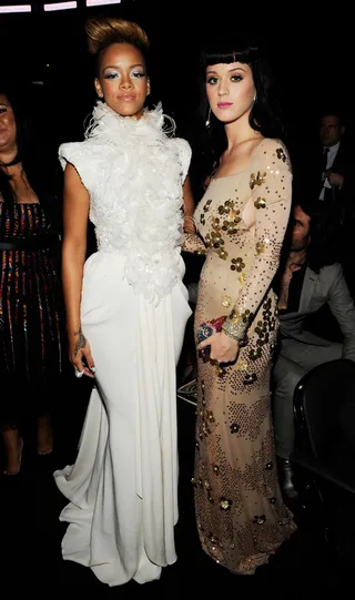 Rihanna & Katy Perry - Can you imagine the conversation between two of the biggest pop stars in the world? Rihanna and Katy Perry are attached at the hip when the pair isn’t touring or in the studio.(Photo: Larry Busacca/Getty Images for NARAS)