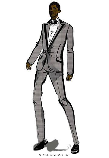 Suit Sketch - We told you P. Diddy had the suit department on lock. He even had his clothing like, Sean John design some inaugural duds for President Obama's big day. We wouldn't mind seeing this single button suit adorm a groom. (Photo: theurbangent.com )