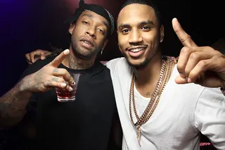 The Turn Up - Ty Dolla $ign and Trey Songz toast it up with Hennessy V.S cocktails at the concert after-party for the Between the Sheets Tour at Greystone Manor in Los Angeles.(Photo: Hennessy via PMG Media Group)