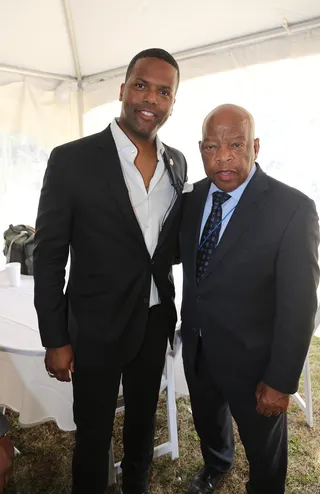 Legendary Presence - Extra correspondent&nbsp;AJ Calloway&nbsp;posed for a quick snap with Selma to Montgomery march staple&nbsp;John Lewis.(Photo: Johnny Nunez/BET)