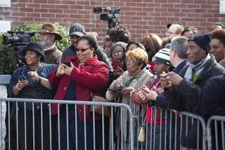 Looking On - Crowds began lining up at the church early in the morning.&nbsp;(Photo: Ty Wright/BET)