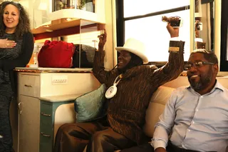 Hip Hop Honors Selma - Stetsasonic's Daddy O and Public Enemy's Flavor Flav take the bus ride to Selma.  (Photo: Johnny Nunez/ BET)