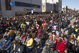 Now We Wait - Crowds begin to set up camp as they wait to hear President Obama speak along the Edmund Pettus Bridge.&nbsp;(Photo: Ty Wright for BET)