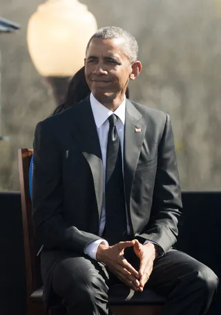 President of the People - President Barack Obama smiles as he looks at the many that have gathered in Selma to commemorate the 50th anniversary of the marches.&nbsp;(Photo: Ty Wright for BET)