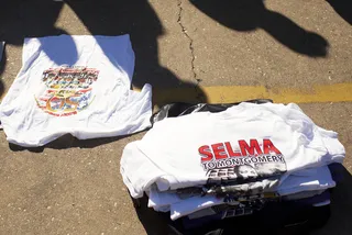 Tees for a Cause - &quot;Selma to Montgomery&quot; T-shirts were being distributed at the historic 50th anniversary event.(Photo: Ty Wright for BET)