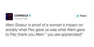 Cormega, @iamcormega - The NYC rapper rightly credits Afeni for her role in hip hop history.(Photo: Cormega via Twitter)