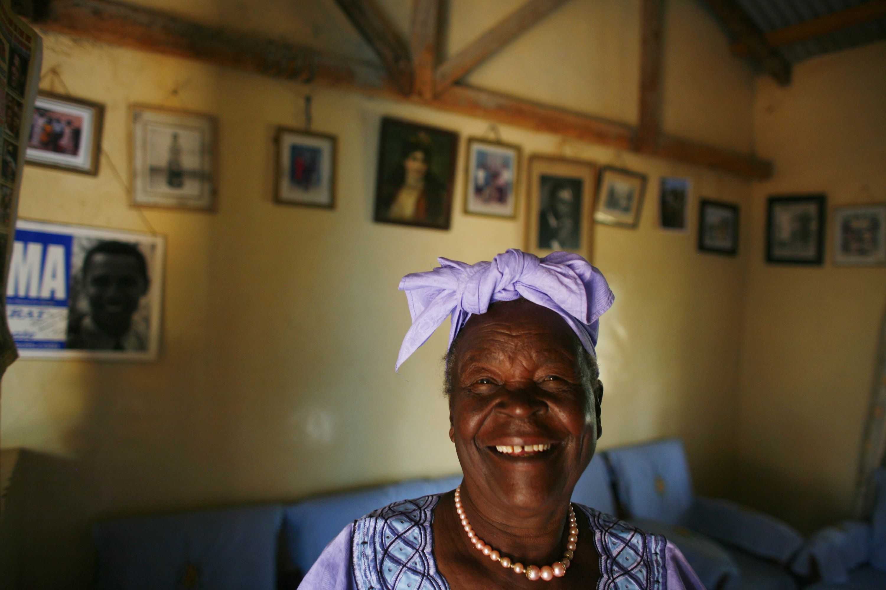 KOGELO, KENYA - February 5 :  Sarah Hussein Obama, 86, the grandmother of Presidential candidate Barak Obama poses in her simple country home awaiting the results of Super Tuesday's primary February 5, 2008 in Kogelo, Kenya. Ethnic tribal conflicts in western Kenya have calmed down over the past few daysas negotiations continue. Over 300 thousand people have been driven from their homes creating a humanitarian disaster, sparked by December's disputed elections. According to the Red Cross the death toll has surpassed 1,000. Talks to end the political crisis are on going as Kenya's economy has been hit hard by the violence.
  (Photo Paula Bronstein/Getty Images)