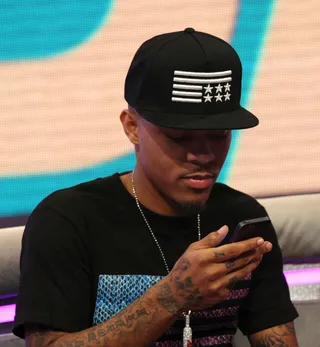 Tapped In - Bow Wow stays plugged in while on the set of 106. (Photo: Bennett Raglin/BET/Getty Images for BET)