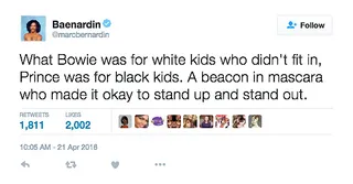 Marc Bernardin - The writer reflected on what Prince meant for Black kids who didn't feel like they fit in.(Photo: Marc Bernardin via Twitter) &nbsp;