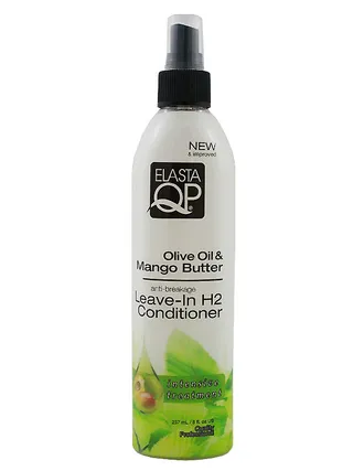 Elasta QP Olive Oil and Mango Butter Leave-in H2 Conditioner&nbsp; - This lightweight conditioning treatment wraps your dry strands with moisture without heavy build-up and will ease your de-tangling session considerably.   (Photo: Elasta QP)&nbsp;