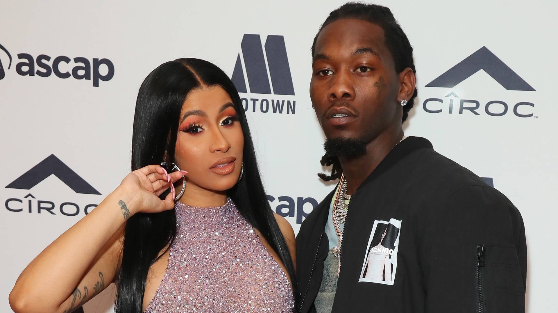 Cardi B and Offset on BET Buzz 2020.