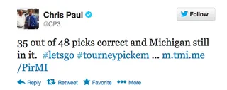 Chris Paul (@CP3) - They've got team spirit! Athletes and other stars sound off on Twitter during the NCAA's college basketball tournament. — Britt Middleton(Photo: Chris Paul/Twitter)