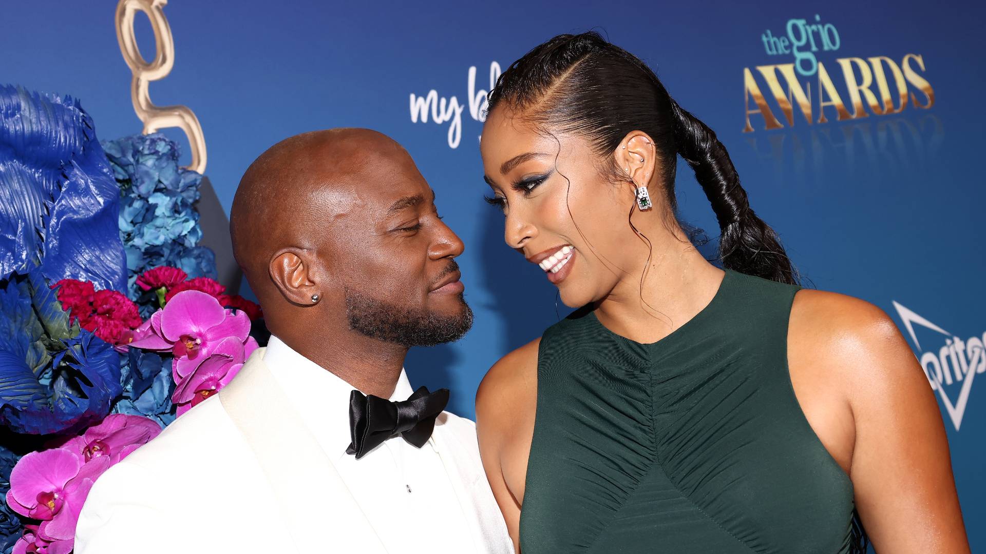 Actor Taye Diggs and Apryl Jones at The Grio Awards 2022 held at The Beverly Hilton on October 22, 2022 in Beverly Hills California. 