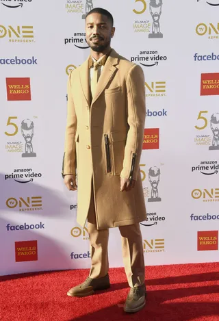 Michael B. Jordan In Burberry FW 2019&nbsp; - (Photo: Frazer Harrison/Getty Images)