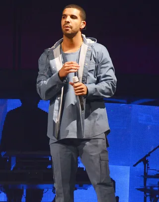 Drake - Drake throws out a thousand-yard stare from the stage.  (Photo: Stephen Lovekin/Getty Images)