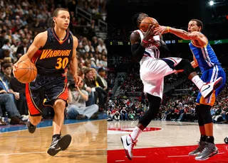 Steph Curry With the Shot  - Steph Curry has pushed defense limits with his crazy ball handling skills and quick footwork as he effortlessly sinks in shot after shot. It's simply remarkable! (Photos from left: Doug Pensinger/Getty Images, Kevin C. Cox/Getty Images)