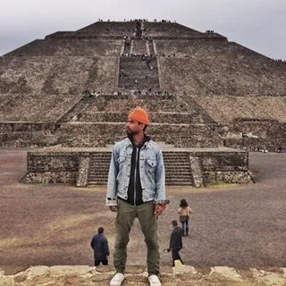 Miguel - The “Adorn” crooner stands tall before Mexico’s spectacular Pyramid of the Sun in the ancient city of Teotihuacan.  (Photo: Miguel via Instagram)