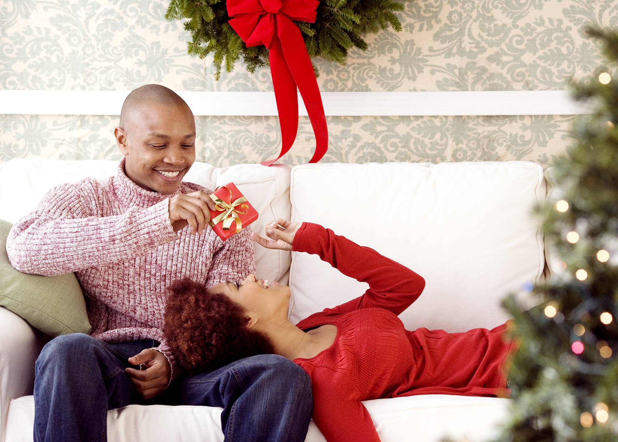 couple at Christmas time