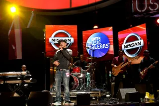 Adrian Marcel - Adrian Marcel&nbsp;perfects his sounds as he gears up to take us in and out of commercial breaks.(Photo: Kevin Winter/Getty Images)