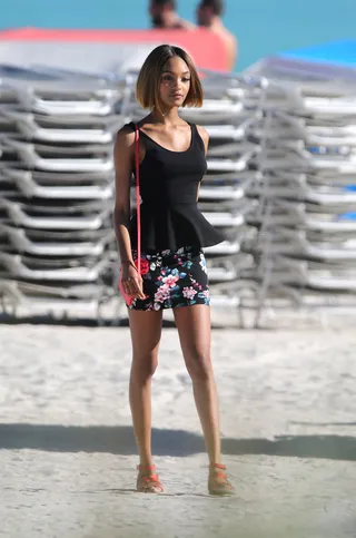 Model Citizen - British model Jourdan Dunn poses during a photo shoot on South Beach in Miami.(Photo: KDNPIX)