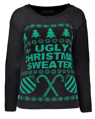 Louise Ugly Christmas Sweater Xmas Jumper - This ugly Christmas sweater cuts to the chase! No arguing with this literal pick. (Photo: Boohoo.com)