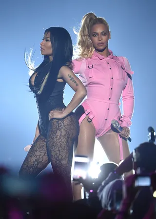 Encore - The biggest moment of the night hands down--Nicki x Queen Bey--let the slay bells ring.&nbsp;(Photo: Jamie McCarthy/Getty Images for TIDAL)