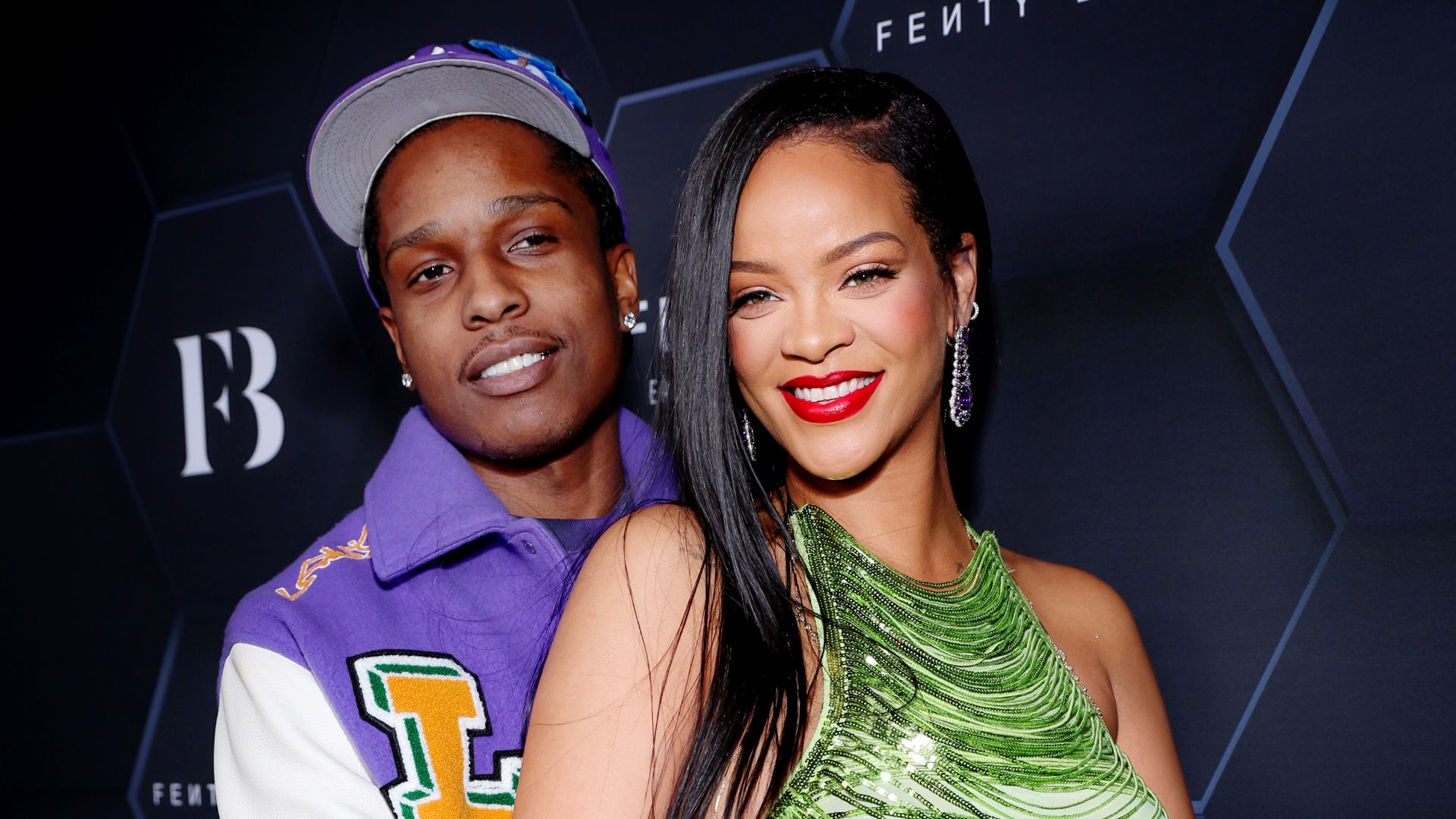 A$AP Rocky and Rihanna celebrate Fenty Beauty & Fenty Skin at Goya Studios on February 11, 2022 in Los Angeles, California. 