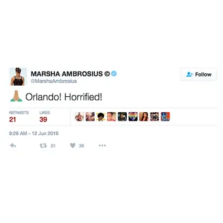 Marsha Ambrosius - The singer was shocked like the rest of us.(Photo: Marsha Ambrosius via Twitter)