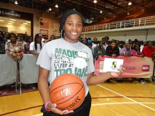 Alabama A&amp;M University - 3-Point Shootout winner Teaseai Evans.  (Photo: BET)