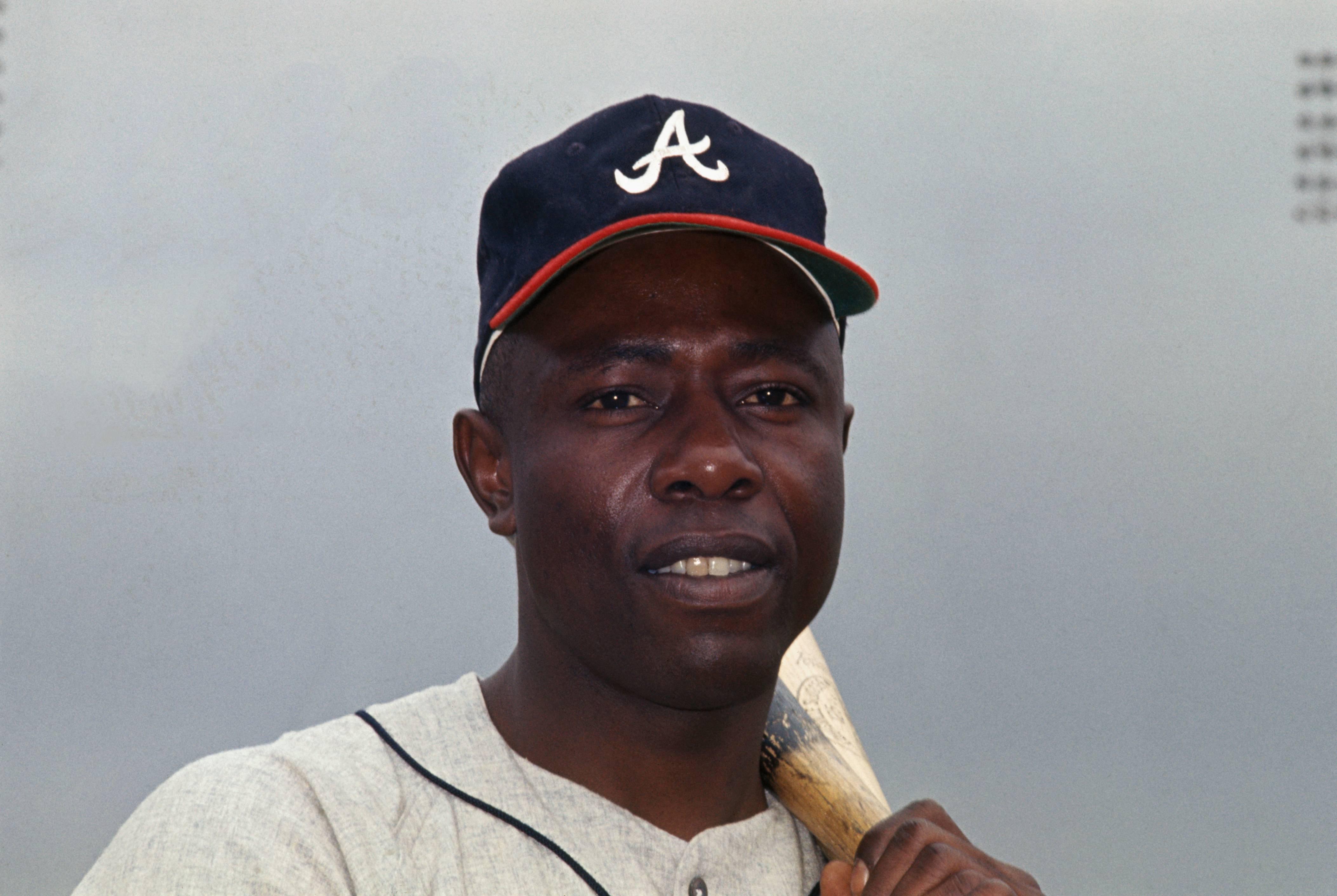 (Original Caption) Hank Aaron is shown in this close up. He is shown as an Atlanta Braves outfielder during Spring Training.